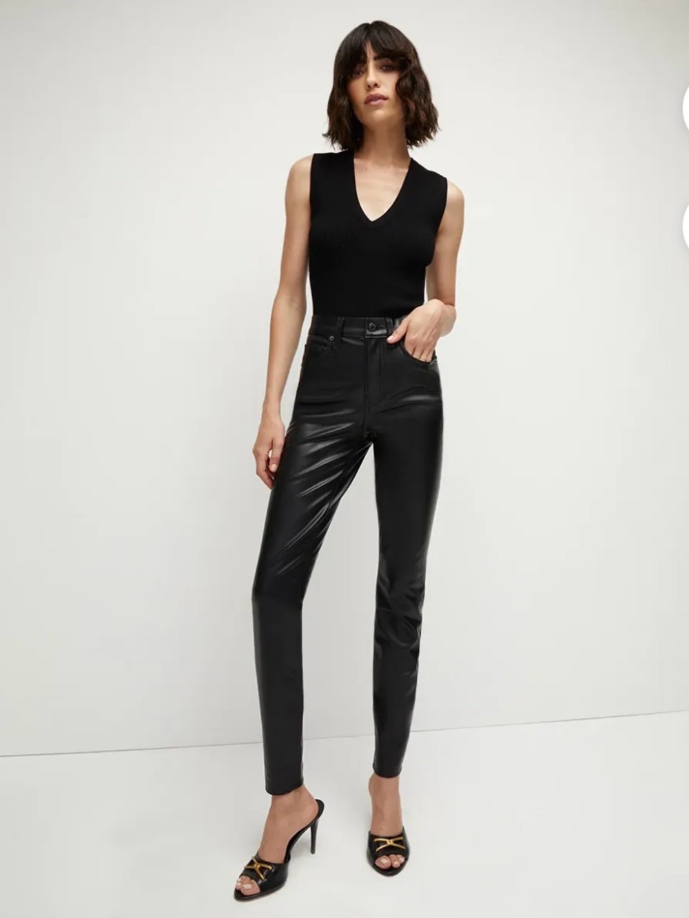 Veronica Beard Debbie Vegan Leather High Rise